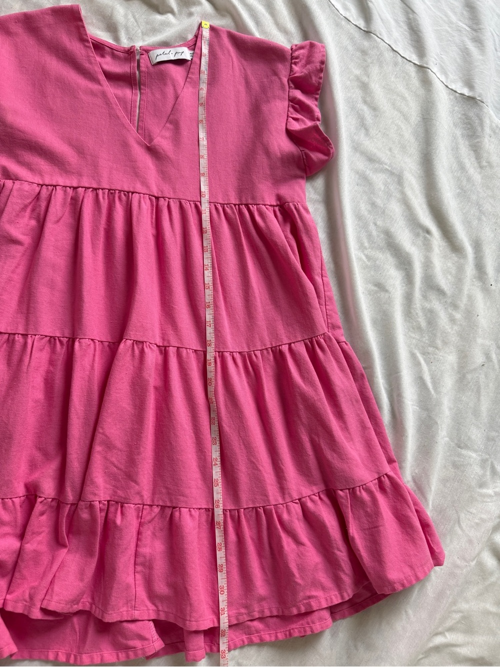 Petal & Pup Women’s Pink Linen Blend Tiered Ruffle Dress 6 - Picture 5 of 6
